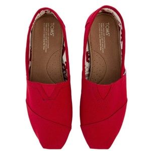 TOMS RED SLIP ONS WITH BAGS